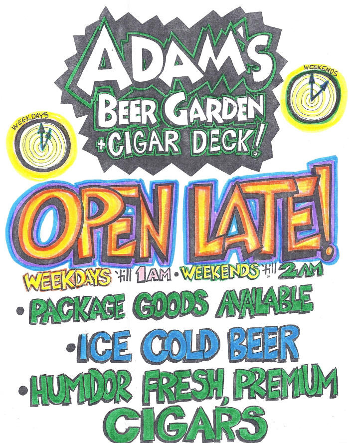 Open late, humidor, cigars